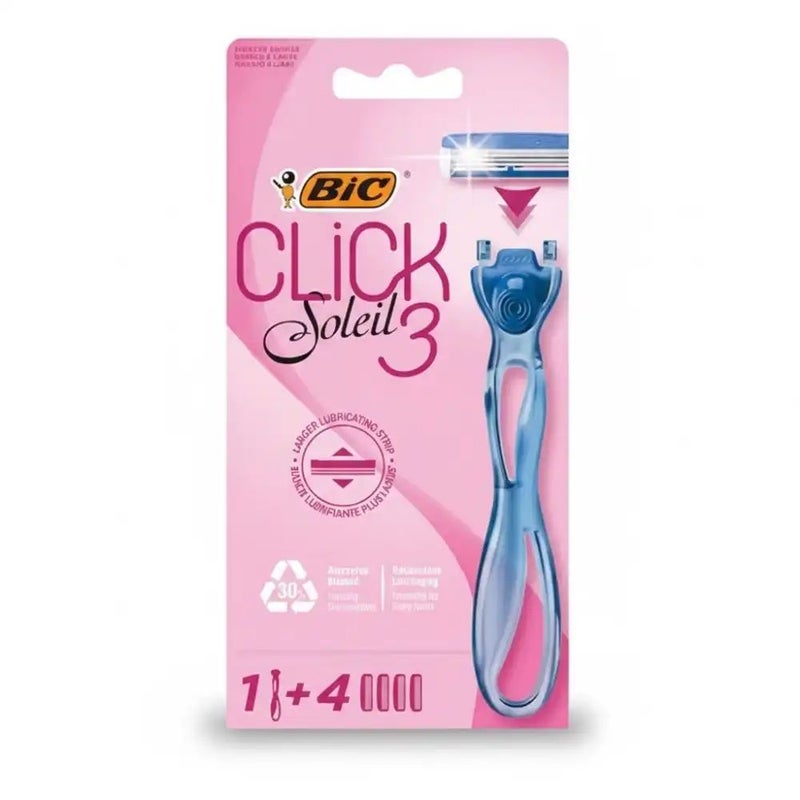 Bic Click Soleil 3 Womens Refillable Razor- 4blades